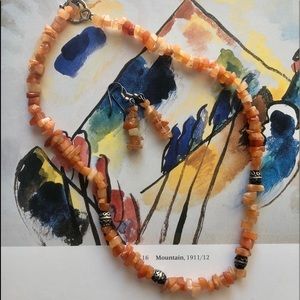 Orange carnelian/silver earrings & necklace 😘❤️